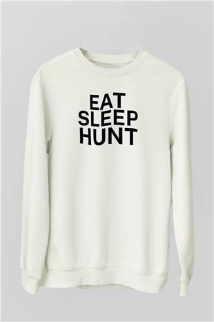 Avcılık Baskılı Unisex Ekru Sweatshirt