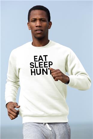Avcılık Baskılı Unisex Ekru Sweatshirt
