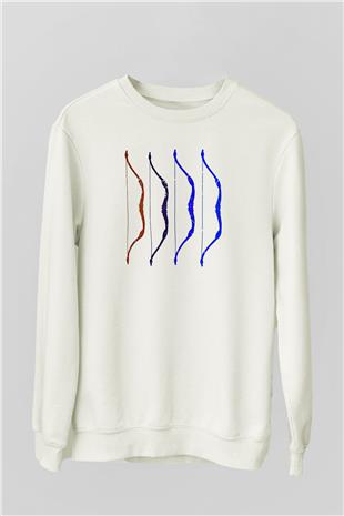 Avcılık Baskılı Unisex Ekru Sweatshirt