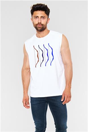 Avcılık Baskılı Unisex Kolsuz Beyaz Tişört
