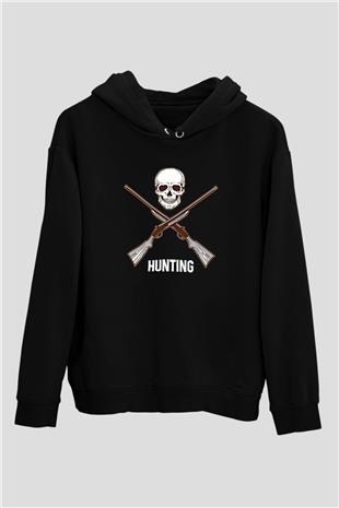 Avcılık - Hunting Baskılı Unisex Siyah Hoodie