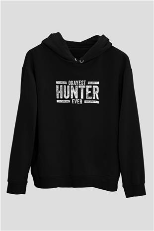 Avcılık - Hunting Baskılı Unisex Siyah Hoodie