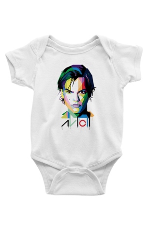 Avicii Baskılı Beyaz Unisex Bebek Body - Zıbın