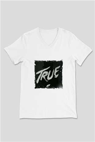 Avicii Baskılı Beyaz V Yaka Unisex Tişört