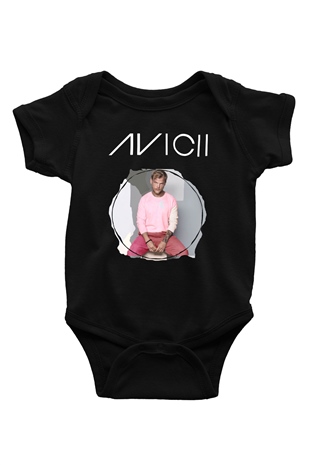 Avicii Baskılı Siyah Bebek Body - Zıbın