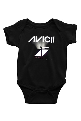 Avicii Baskılı Siyah Bebek Body - Zıbın