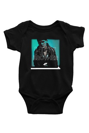 Avicii Baskılı Siyah Bebek Body - Zıbın