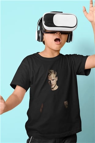 Avicii Baskılı Siyah Unisex Çocuk Tişört