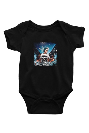 Avicii Baskılı Unisex Siyah Bebek Body - Zıbın