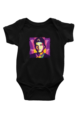 Avicii Baskılı Unisex Siyah Bebek Body - Zıbın
