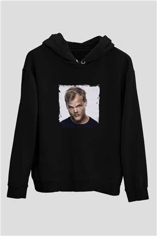 Avicii Baskılı Unisex Siyah Hoodie