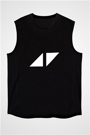 Avicii Baskılı Unisex Siyah Kolsuz Tişört