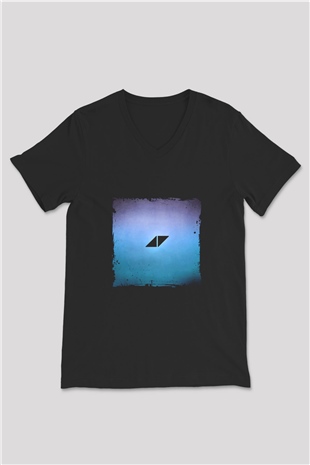 Avicii Baskılı Unisex Siyah V Yaka Tişört
