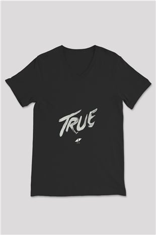 Avicii Baskılı Unisex Siyah V Yaka Tişört