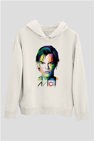 Avicii Beyaz Unisex Kapşonlu Sweatshirt