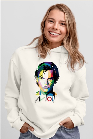 Avicii Beyaz Unisex Kapşonlu Sweatshirt