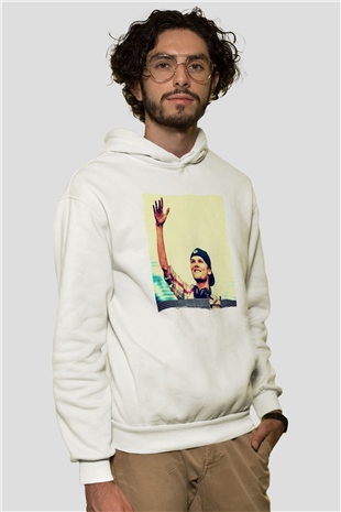 Avicii Beyaz Unisex Kapüşonlu Sweatshirt