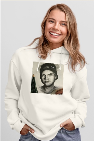 Avicii Beyaz Unisex Kapüşonlu Sweatshirt