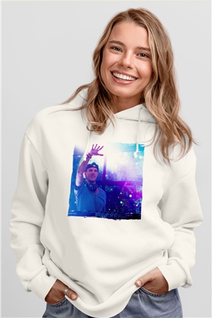 Avicii Beyaz Unisex Kapüşonlu Sweatshirt