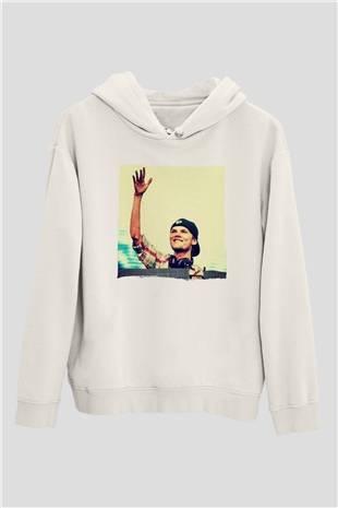 Avicii Beyaz Unisex Kapüşonlu Sweatshirt