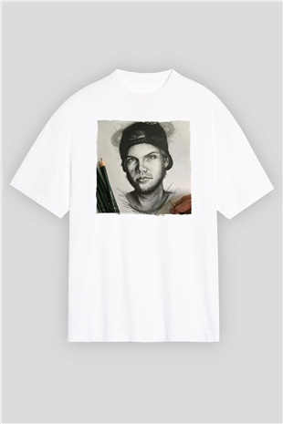 Avicii Beyaz Oversize Tişört Oversize T-shirt - TişörtFabrikası