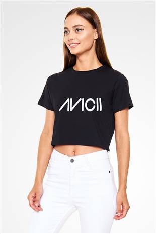 Avicii Siyah Crop Top Tişört