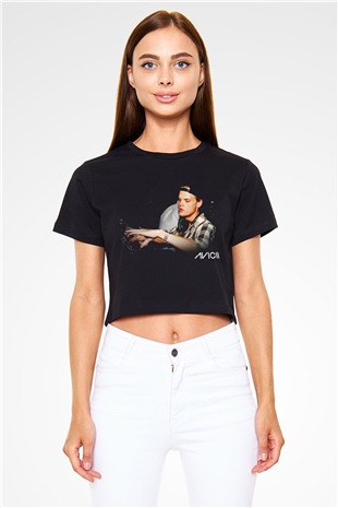 Avicii Siyah Crop Top Tişört