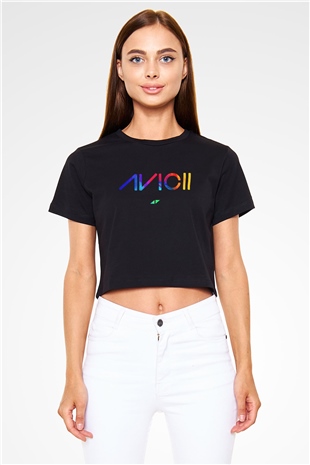 Avicii Siyah  Crop Top Tişört