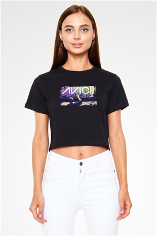 Avicii Siyah  Crop Top Tişört