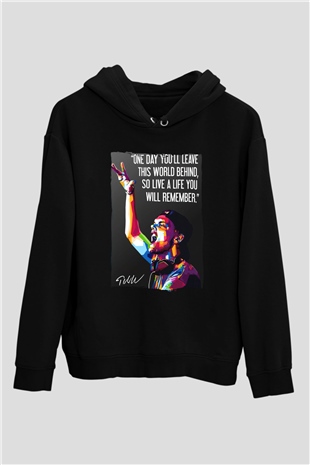 Avicii Siyah Unisex Kapüşonlu Sweatshirt