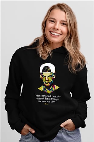 Avicii Siyah Unisex Kapüşonlu Sweatshirt