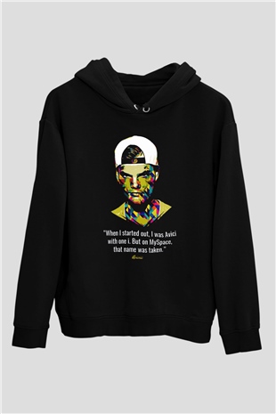 Avicii Siyah Unisex Kapüşonlu Sweatshirt