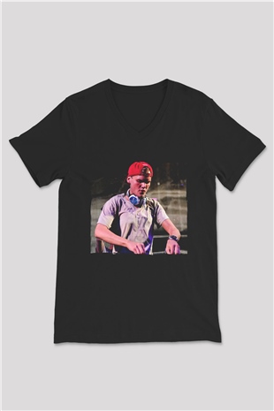 Avicii Siyah Unisex V Yaka Tişört