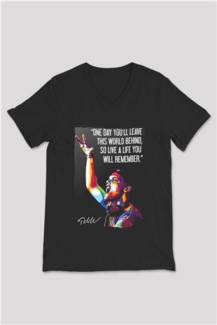 Avicii Siyah Unisex V Yaka Tişört