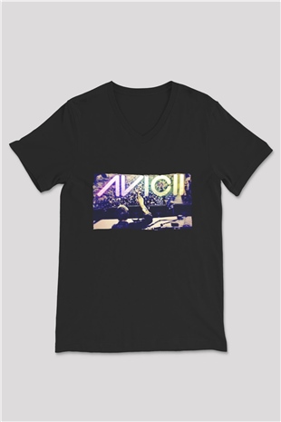 Avicii Siyah Unisex V Yaka Tişört