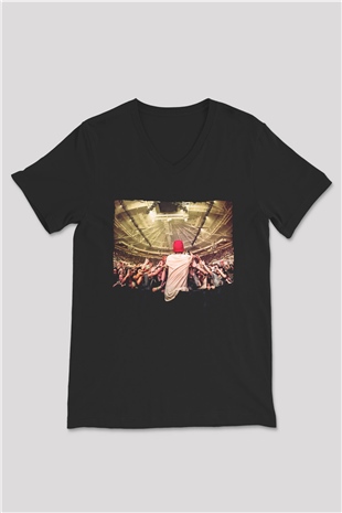Avicii Siyah Unisex V Yaka Tişört