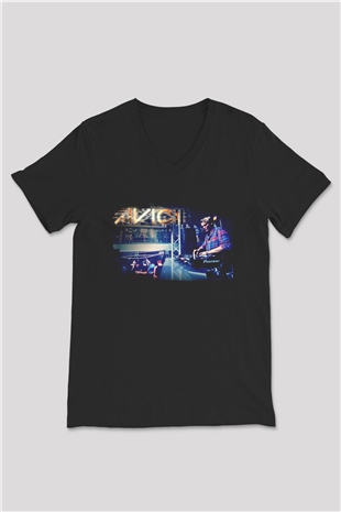 Avicii Siyah Unisex V Yaka Tişört