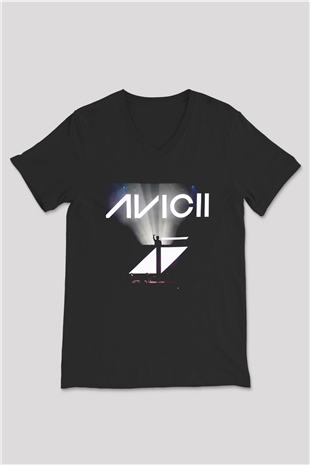 Avicii Siyah Unisex V Yaka Tişört