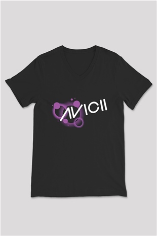 Avicii Siyah Unisex V Yaka Tişört