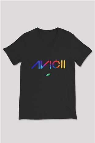 Avicii Siyah Unisex V Yaka Tişört
