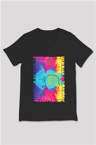 Avicii Siyah Unisex V Yaka Tişört T-Shirt