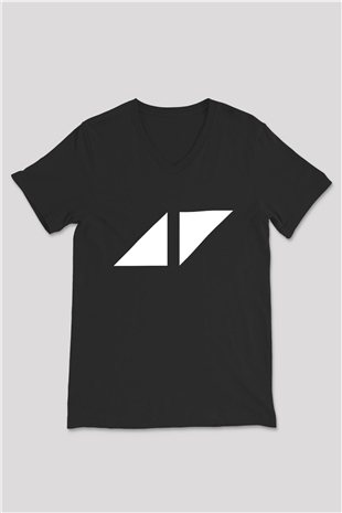 Avicii Siyah Unisex V Yaka Tişört T-Shirt