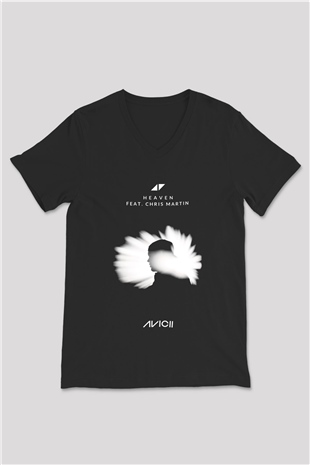 Avicii Siyah Unisex V Yaka Tişört T-Shirt