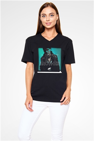 Avicii Siyah Unisex V Yaka Tişört T-Shirt