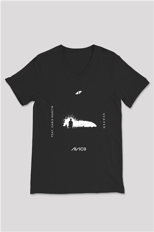 Avicii Siyah Unisex V Yaka Tişört T-Shirt
