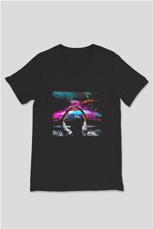 Avicii Siyah Unisex V Yaka Tişört T-Shirt