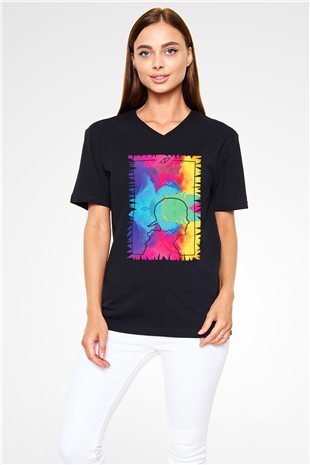 Avicii Siyah Unisex V Yaka Tişört T-Shirt