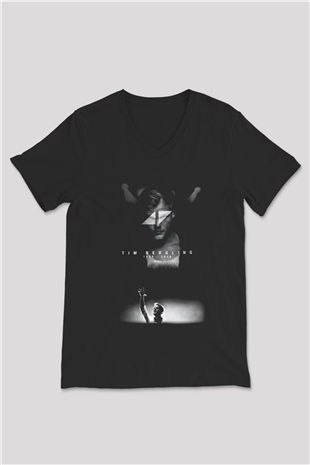 Avicii Siyah Unisex V Yaka Tişört T-Shirt