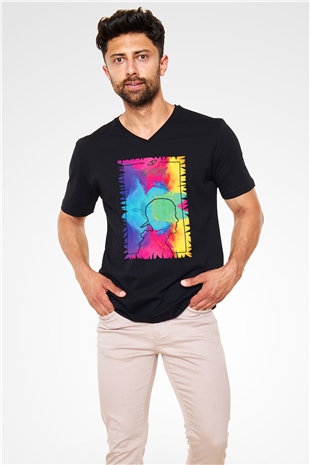 Avicii Siyah Unisex V Yaka Tişört T-Shirt