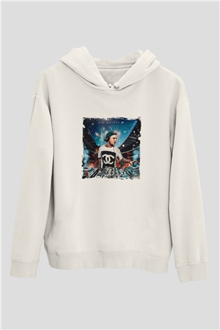 AviciiBaskılı Beyaz Hoodie